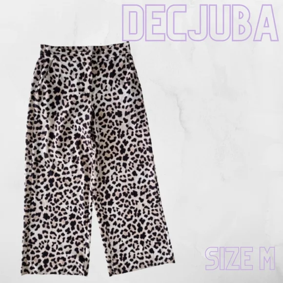 Decjuba Multicolour Leopard Print Wide Leg Pants Size M - Picture 1 of 7